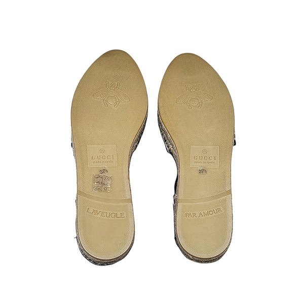 Gucci Espadrilles Flat Marmont Tie Up Ribbon Black Leather Authentic - Picture 13 of 16